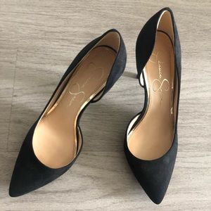 Jessica Simpson black suede pointed toe heels Size 6